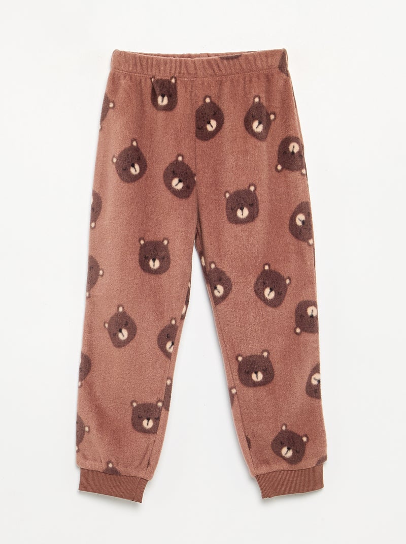 Pyjama 2 pièces en polaire Marron - Kiabi