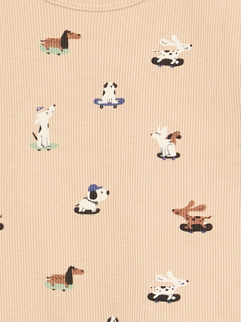 Pyjama 2 pièces en rib imprimé Beige - Kiabi