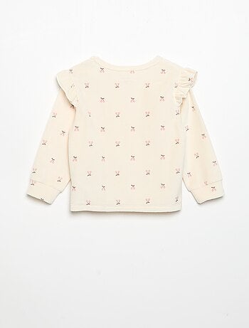 Pyjama 2 pièces en velours - Sweat avec volants aux emmanchures + pantalon