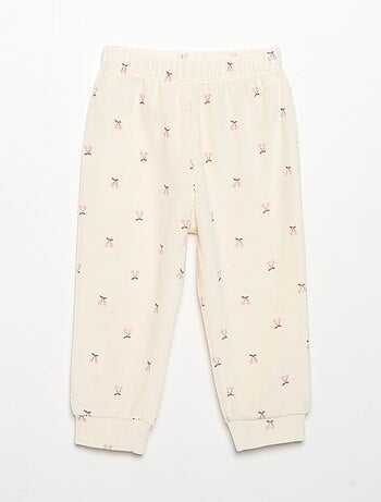 Pyjama 2 pièces en velours - Sweat avec volants aux emmanchures + pantalon