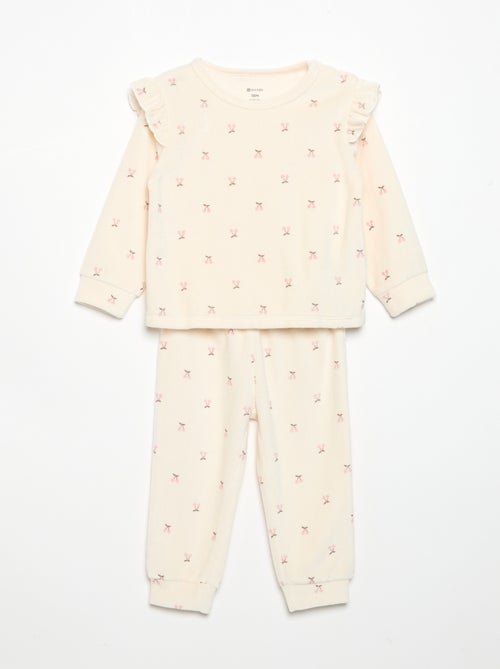 Pyjama 2 pièces en velours - Sweat avec volants aux emmanchures + pantalon - Kiabi Pyjama 2 pièces en velours - Sweat avec volants aux emmanchures + pantalon - Kiabi