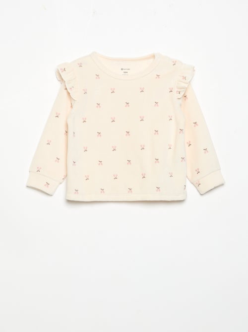 Pyjama 2 pièces en velours - Sweat avec volants aux emmanchures + pantalon - Kiabi Pyjama 2 pièces en velours - Sweat avec volants aux emmanchures + pantalon - Kiabi
