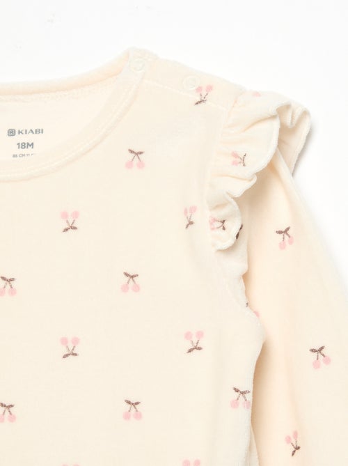 Pyjama 2 pièces en velours - Sweat avec volants aux emmanchures + pantalon - Kiabi Pyjama 2 pièces en velours - Sweat avec volants aux emmanchures + pantalon - Kiabi