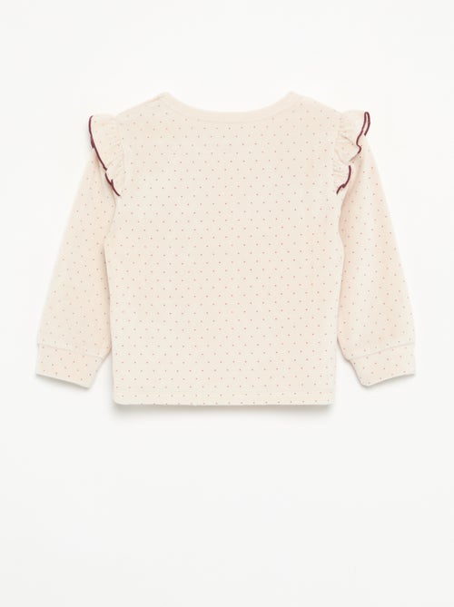 Pyjama 2 pièces en velours - Sweat avec volants aux emmanchures + pantalon - Kiabi