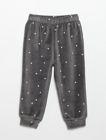 Pyjama 2 pièces en velours - Sweat avec volants aux emmanchures + pantalon