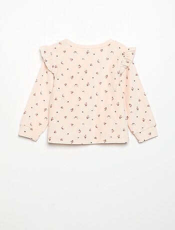 Pyjama 2 pièces en velours - Sweat avec volants aux emmanchures + pantalon