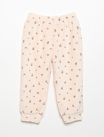 Pyjama 2 pièces en velours - Sweat avec volants aux emmanchures + pantalon