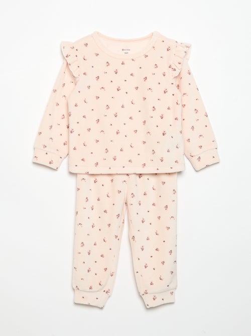 Pyjama 2 pièces en velours - Sweat avec volants aux emmanchures + pantalon - Kiabi Pyjama 2 pièces en velours - Sweat avec volants aux emmanchures + pantalon - Kiabi