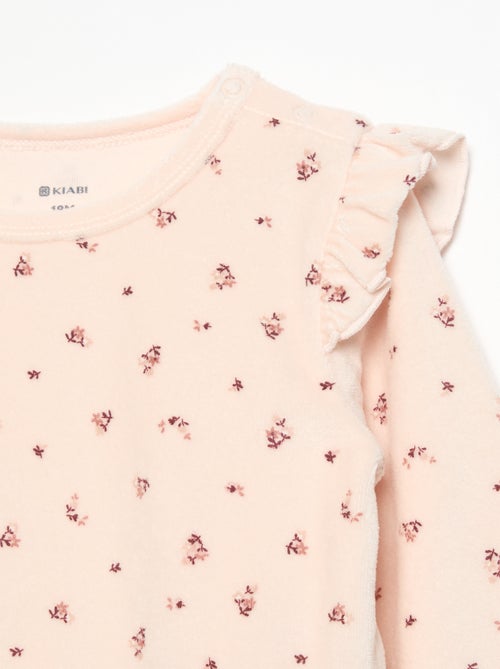 Pyjama 2 pièces en velours - Sweat avec volants aux emmanchures + pantalon - Kiabi Pyjama 2 pièces en velours - Sweat avec volants aux emmanchures + pantalon - Kiabi