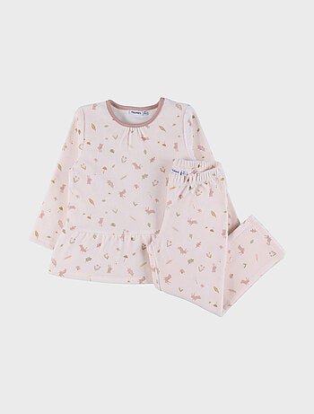 Pyjama 2 pièces en velours à motif floral et lapin Noukie's