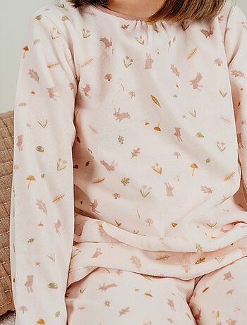 Pyjama 2 pièces en velours à motif floral et lapin Noukie's