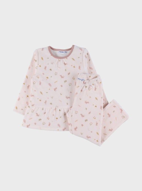 Pyjama 2 pièces en velours à motif floral et lapin Noukie's - Kiabi