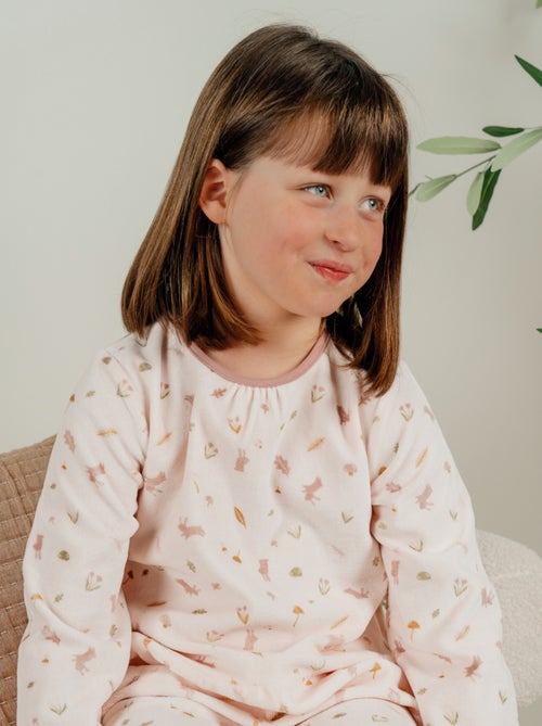 Pyjama 2 pièces en velours à motif floral et lapin Noukie's - Kiabi