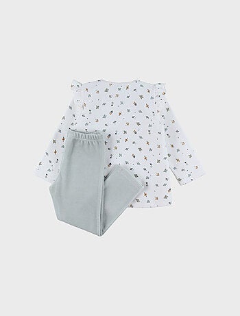 Pyjama 2 pièces en velours à motif floral Noukie's