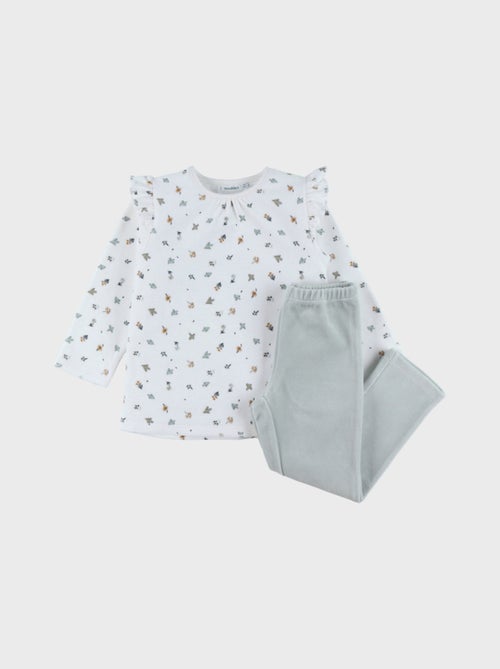 Pyjama 2 pièces en velours à motif floral Noukie's - Kiabi