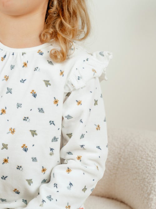 Pyjama 2 pièces en velours à motif floral Noukie's - Kiabi