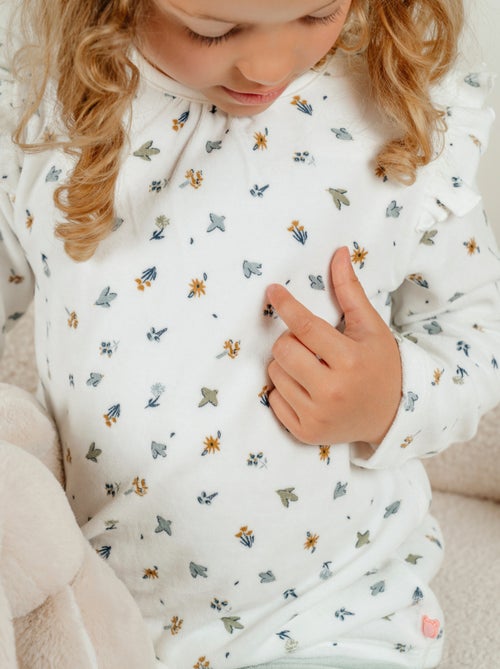 Pyjama 2 pièces en velours à motif floral Noukie's - Kiabi