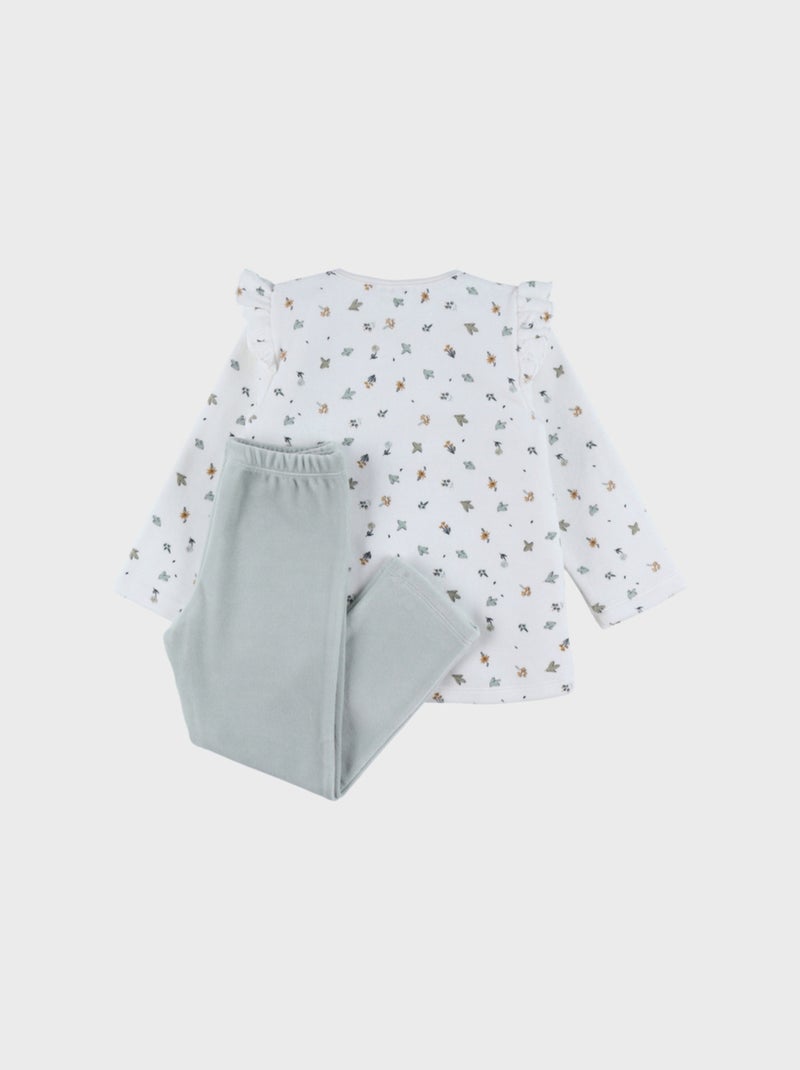 Pyjama 2 pièces en velours à motif floral Noukie's Blanc - Kiabi