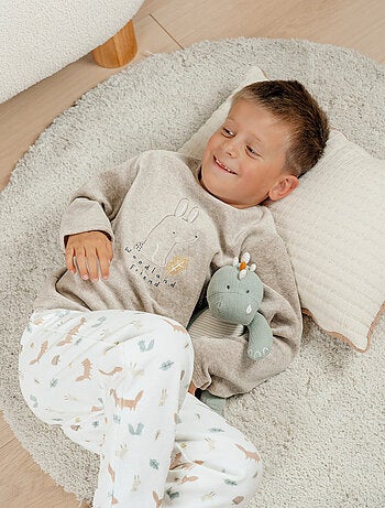 Pyjama 2 pièces en velours avec broderie lapin Noukie's