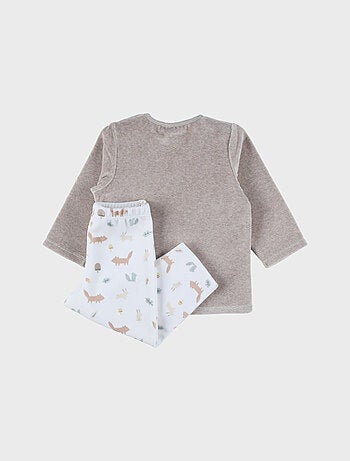 Pyjama 2 pièces en velours avec broderie lapin Noukie's