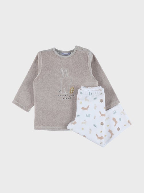 Pyjama 2 pièces en velours avec broderie lapin Noukie's - Kiabi