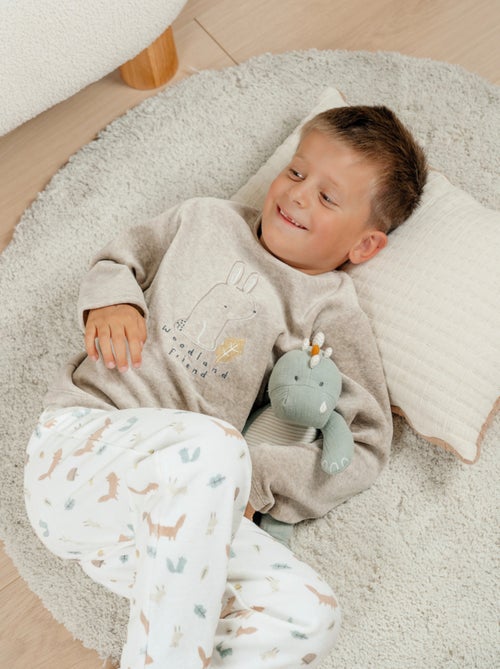 Pyjama 2 pièces en velours avec broderie lapin Noukie's - Kiabi