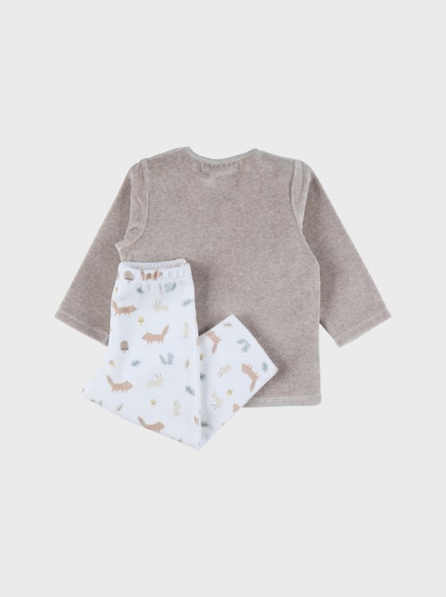Pyjama 2 pièces en velours avec broderie lapin Noukie's - Kiabi