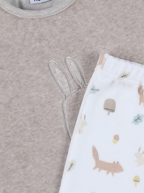 Pyjama 2 pièces en velours avec broderie lapin Noukie's - Kiabi