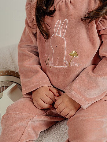 Pyjama 2 pièces en velours avec broderie lapin Noukie's