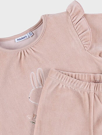 Pyjama 2 pièces en velours avec broderie lapin Noukie's