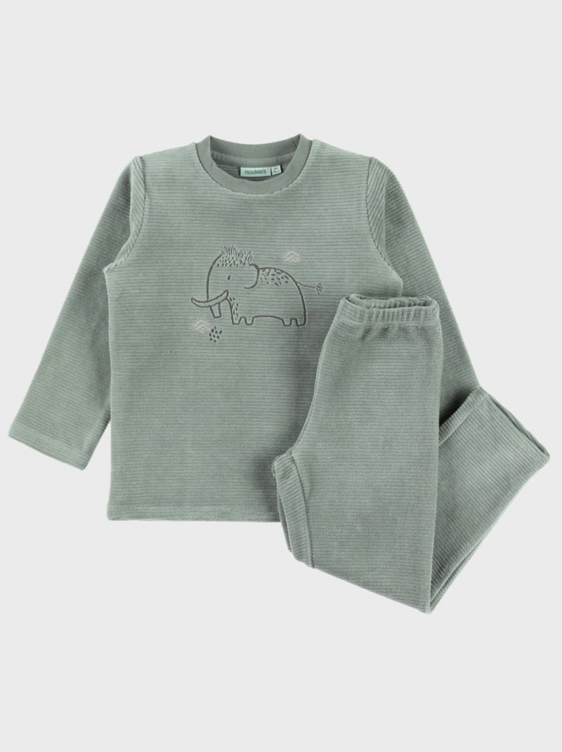 Pyjama 2 pièces en velours avec broderie mammouth Noukie's Vert - Kiabi