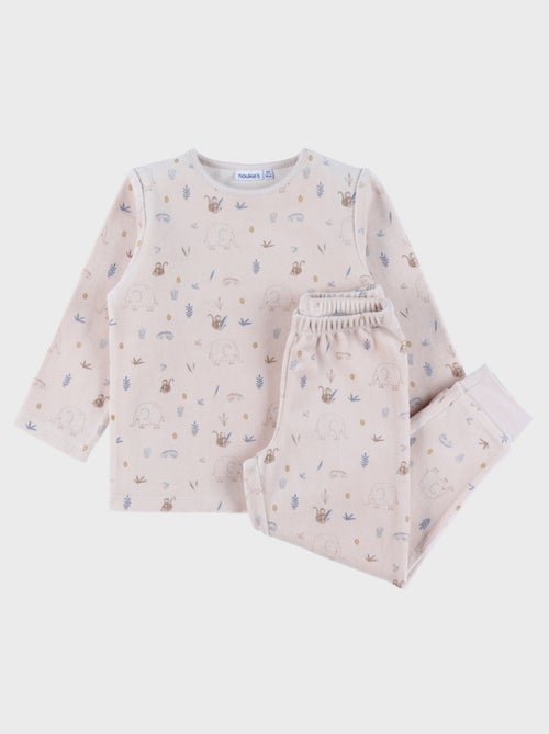 Pyjama 2 pièces en velours avec motif éléphant Noukie's - Kiabi