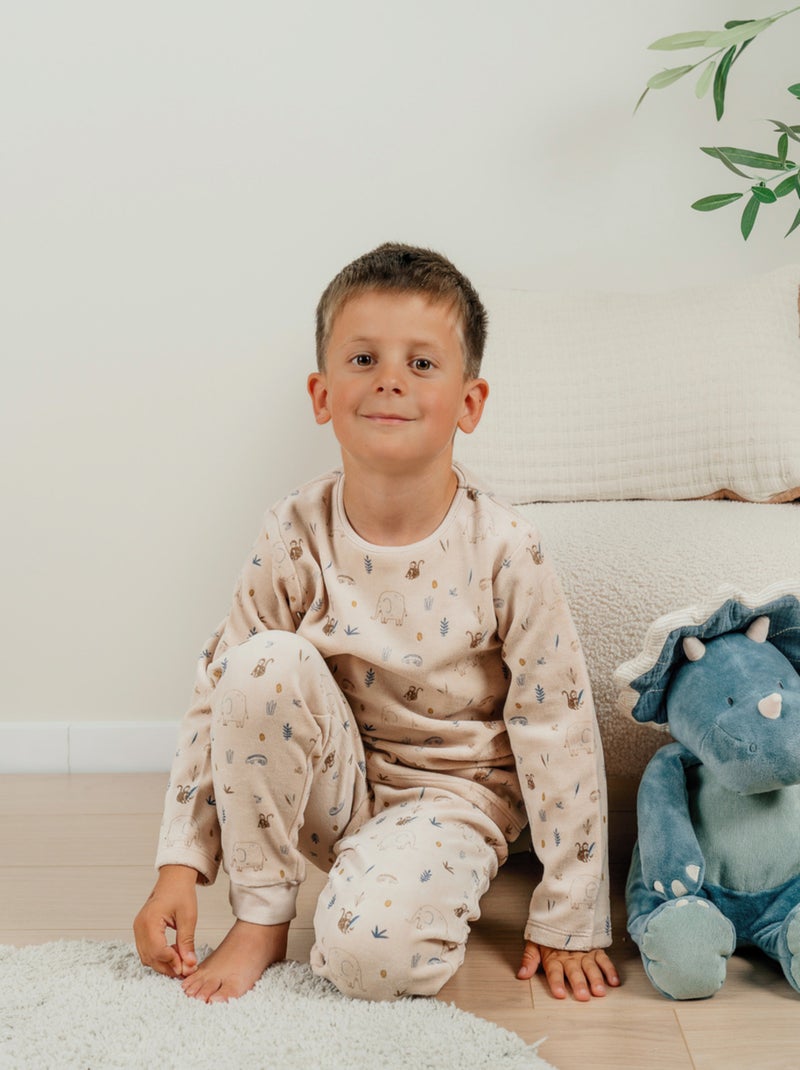 Pyjama 2 pièces en velours avec motif éléphant Noukie's Rose - Kiabi