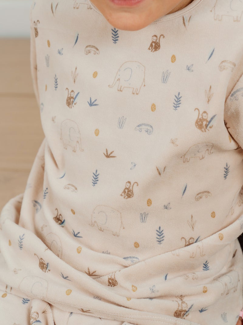 Pyjama 2 pièces en velours avec motif éléphant Noukie's Rose - Kiabi