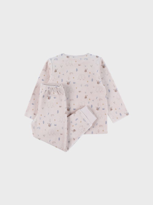 Pyjama 2 pièces en velours avec motif éléphant Noukie's - Kiabi