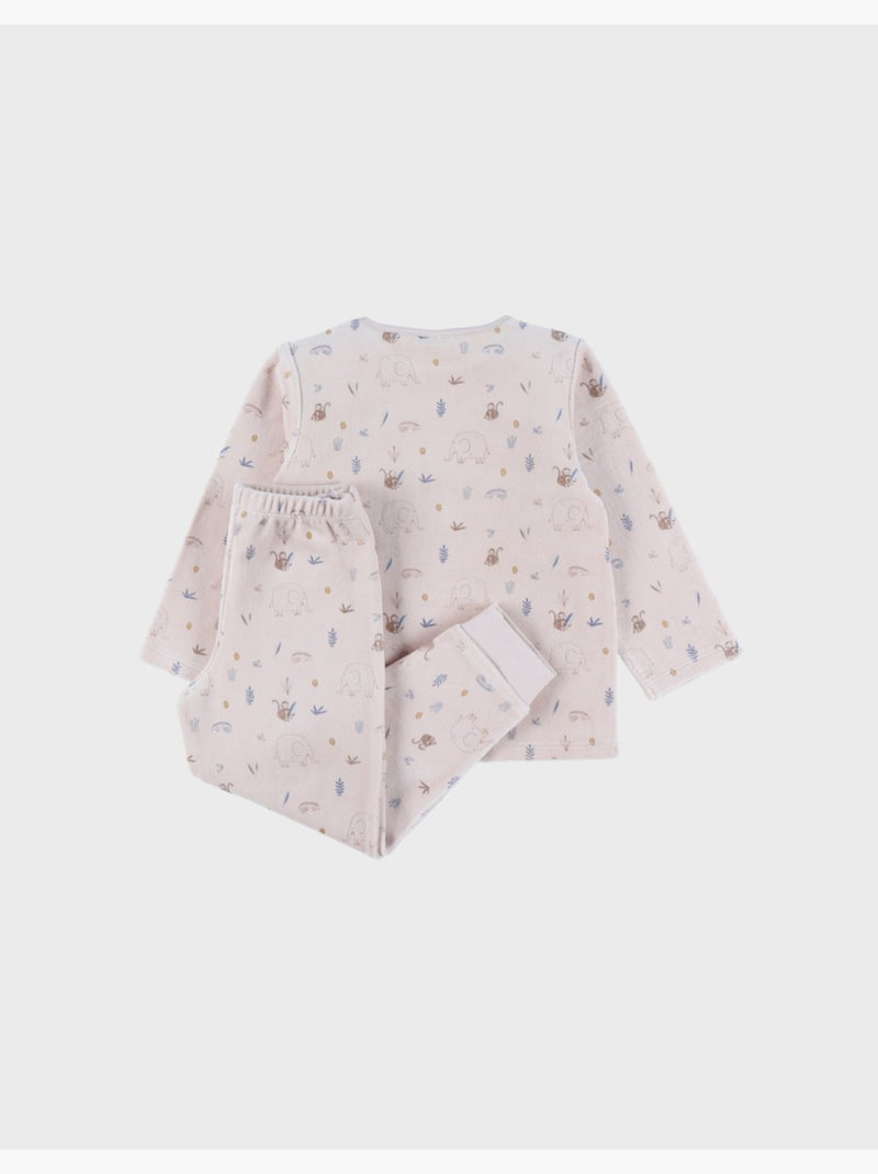 Pyjama 2 pièces en velours avec motif éléphant Noukie's Rose - Kiabi