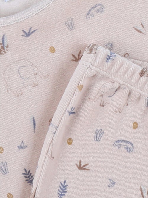 Pyjama 2 pièces en velours avec motif éléphant Noukie's - Kiabi