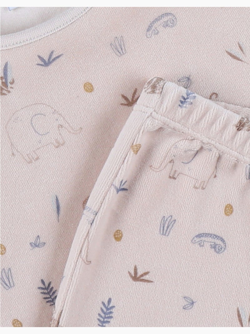 Pyjama 2 pièces en velours avec motif éléphant Noukie's Rose - Kiabi