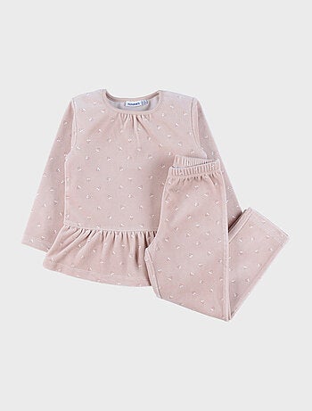 Pyjama 2 pièces en velours clair imprimé cerises Noukie's