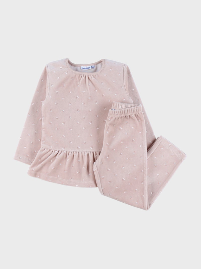 Pyjama 2 pièces en velours clair imprimé cerises Noukie's Rose - Kiabi