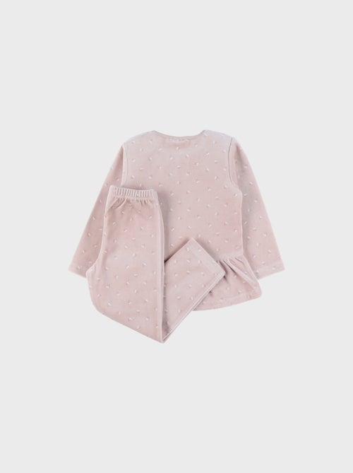 Pyjama 2 pièces en velours clair imprimé cerises Noukie's - Kiabi