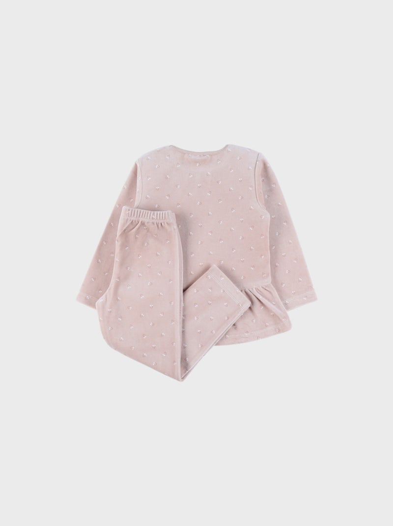 Pyjama 2 pièces en velours clair imprimé cerises Noukie's Rose - Kiabi