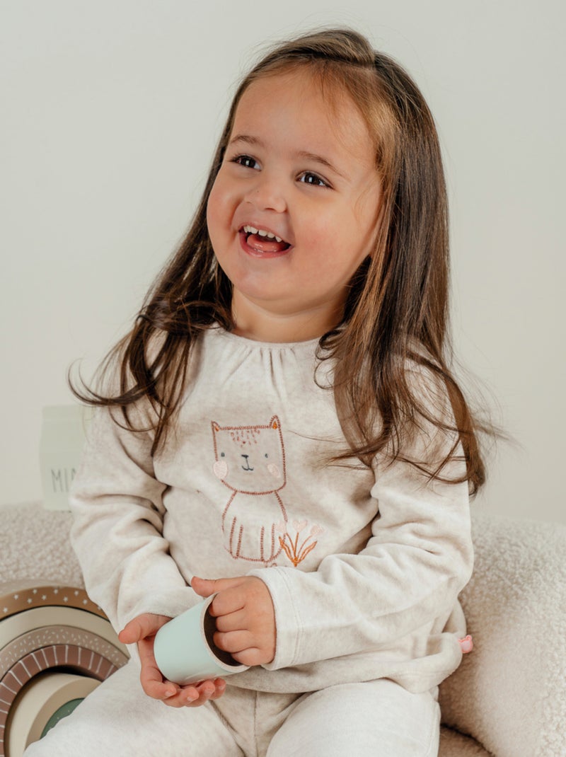 Pyjama 2 pièces en velours, clair Noukie's Beige - Kiabi