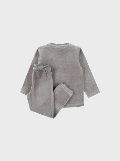 Pyjama 2 pièces en velours kaki avec broderie zèbre Noukie's - Kiabi