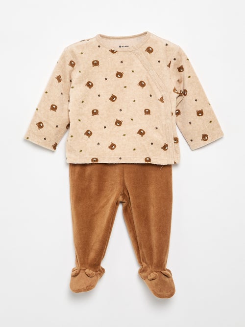 Pyjama 2 pièces en velours - Kiabi
