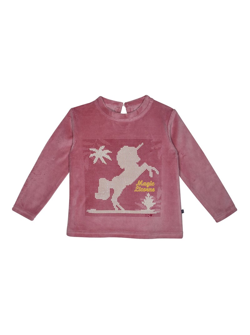 Pyjama 2 pieces en velours rase Prunelle Rose - Kiabi