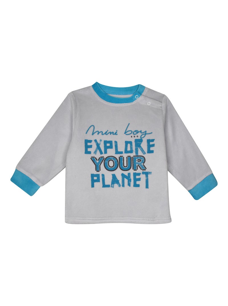 PYJAMA 2 PIECES ENFANT FILOU VELOURS RASE Gris - Kiabi