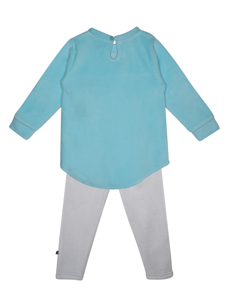 PYJAMA 2 PIECES ENFANT FLOCK VELOURS RASE Bleu - Kiabi
