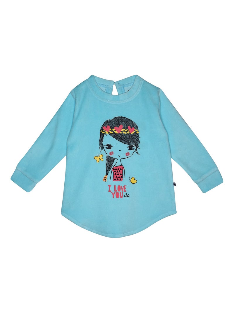 PYJAMA 2 PIECES ENFANT FLOCK VELOURS RASE Bleu - Kiabi