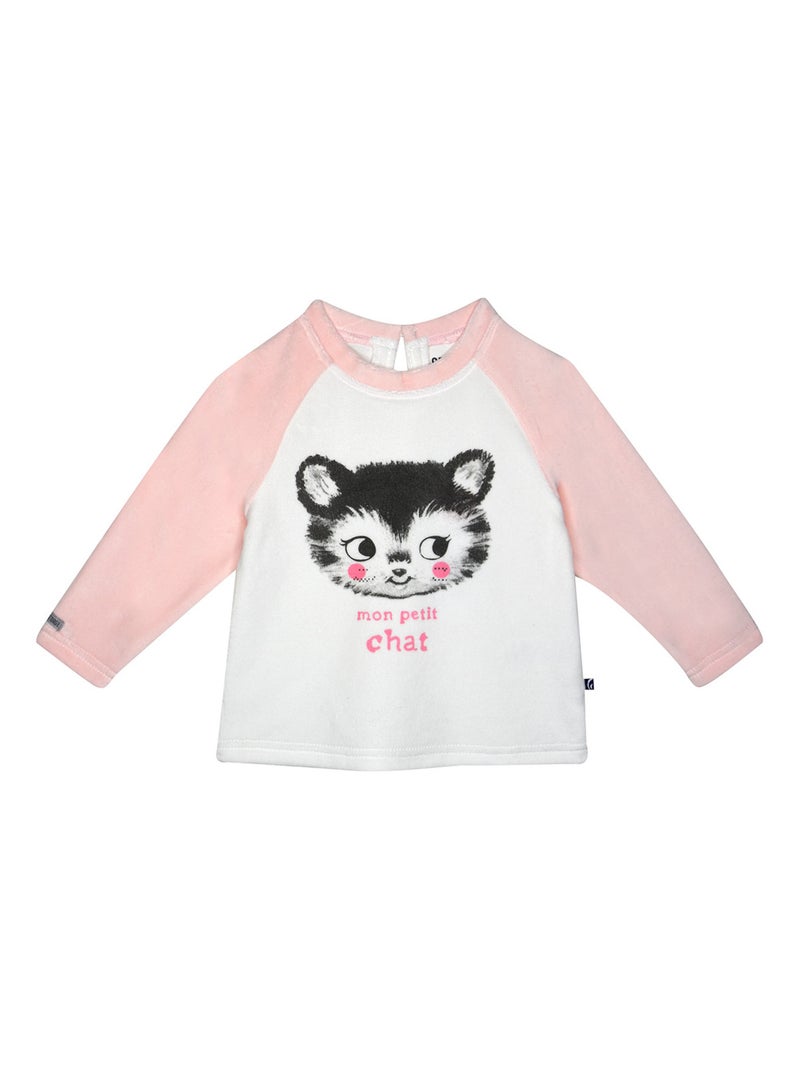 PYJAMA 2 PIECES ENFANT FRIVOLE VELOURS RASE Rose - Kiabi